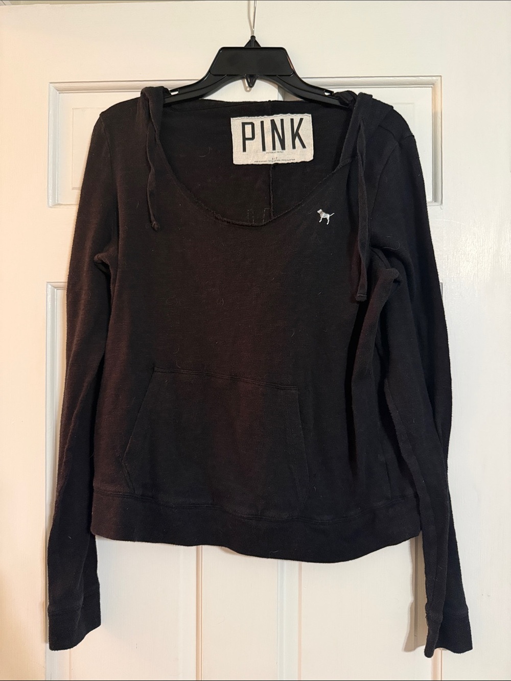 PINK Victoria's Secret Black Pullover Hoodie with Logo